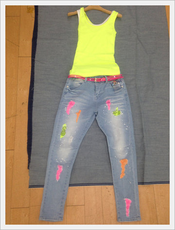 Fluorescent Painting Baggy Pants  Made in Korea
